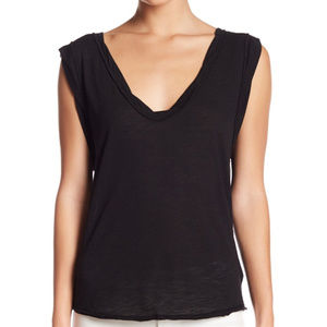 Free People Cleo Tee Shirt Top Black Size Small